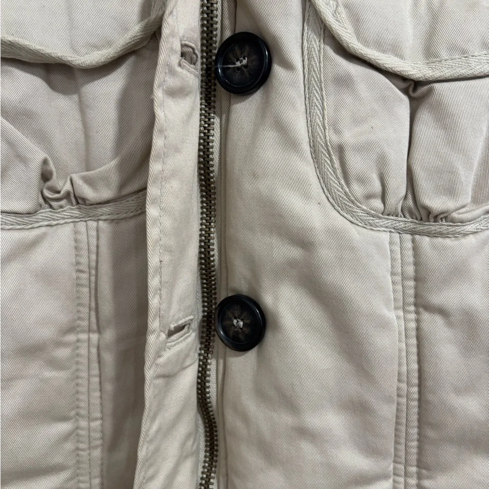 ZARA Basic Beige Padded Utility Jacket | Button & Zip Front | Women’s Medium